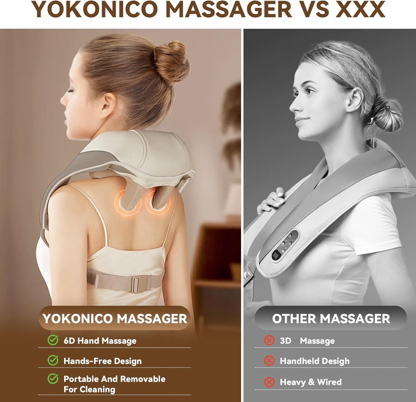 Shiatsu Neck Massager with Heat – 6D 6-Node Deep Kneading Cordless Massage Pillow for Neck, Back, Shoulders, Legs & Feet Relaxation – Perfect Mother’S Day Gift
