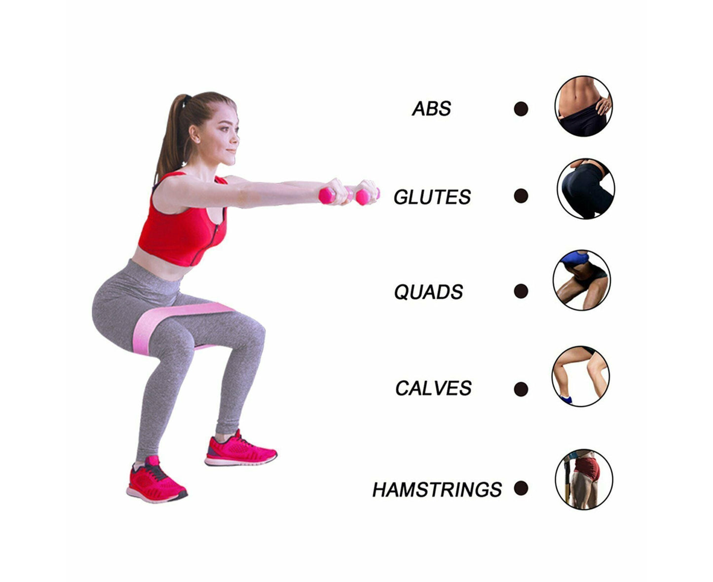 3X Resistance Booty Bands Fabric Circle Band Workout Exercise Loop Guide Yoga