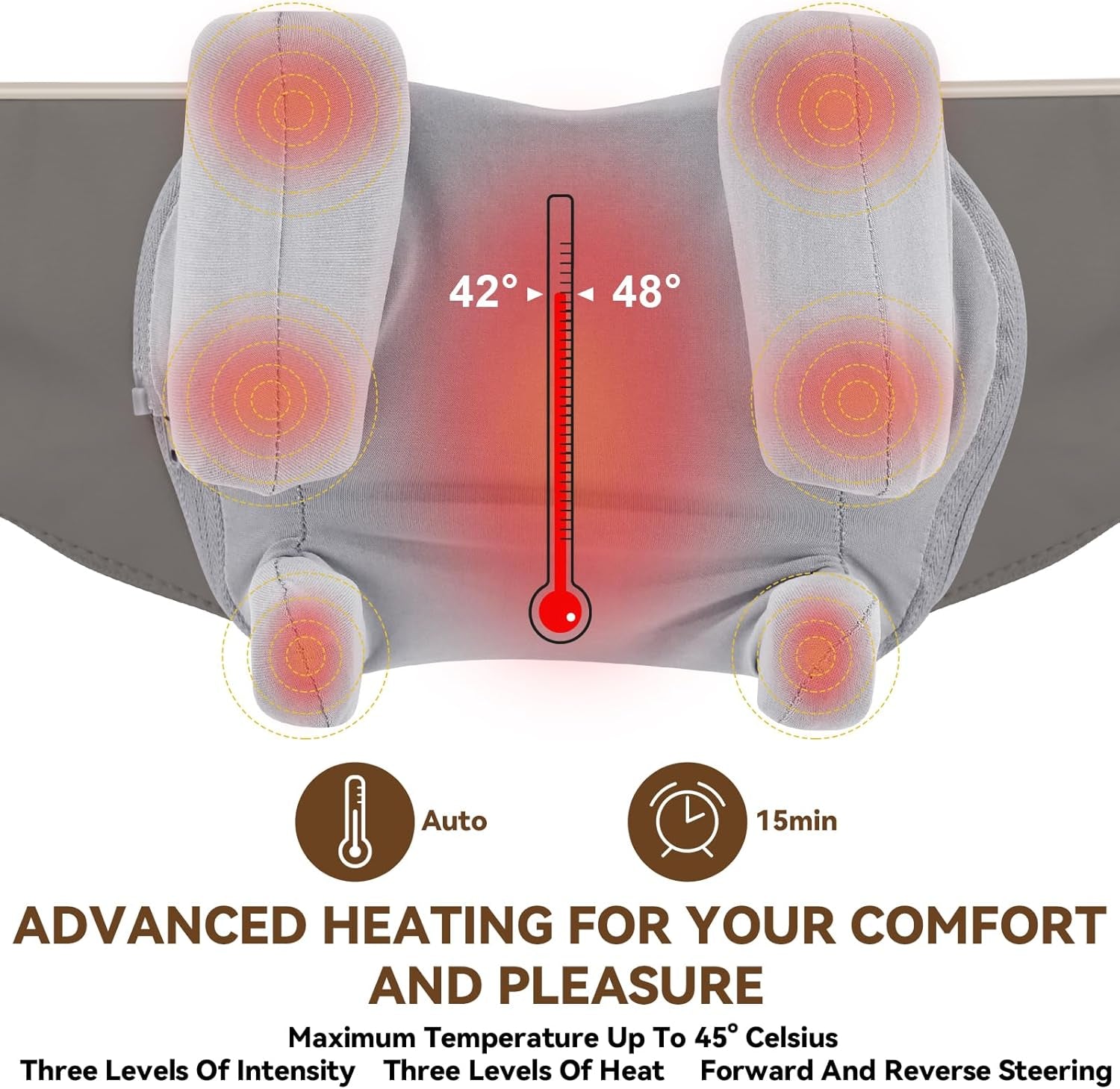 Shiatsu Neck Massager with Heat – 6D 6-Node Deep Kneading Cordless Massage Pillow for Neck, Back, Shoulders, Legs & Feet Relaxation – Perfect Mother’S Day Gift