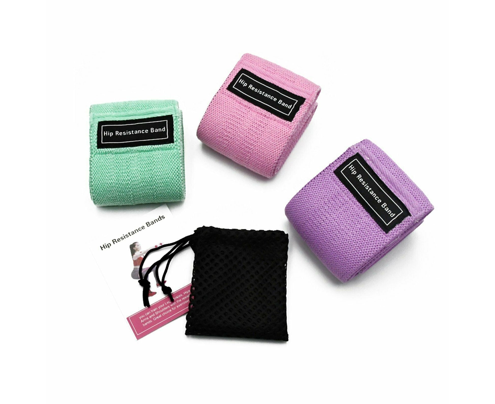 3X Resistance Booty Bands Fabric Circle Band Workout Exercise Loop Guide Yoga