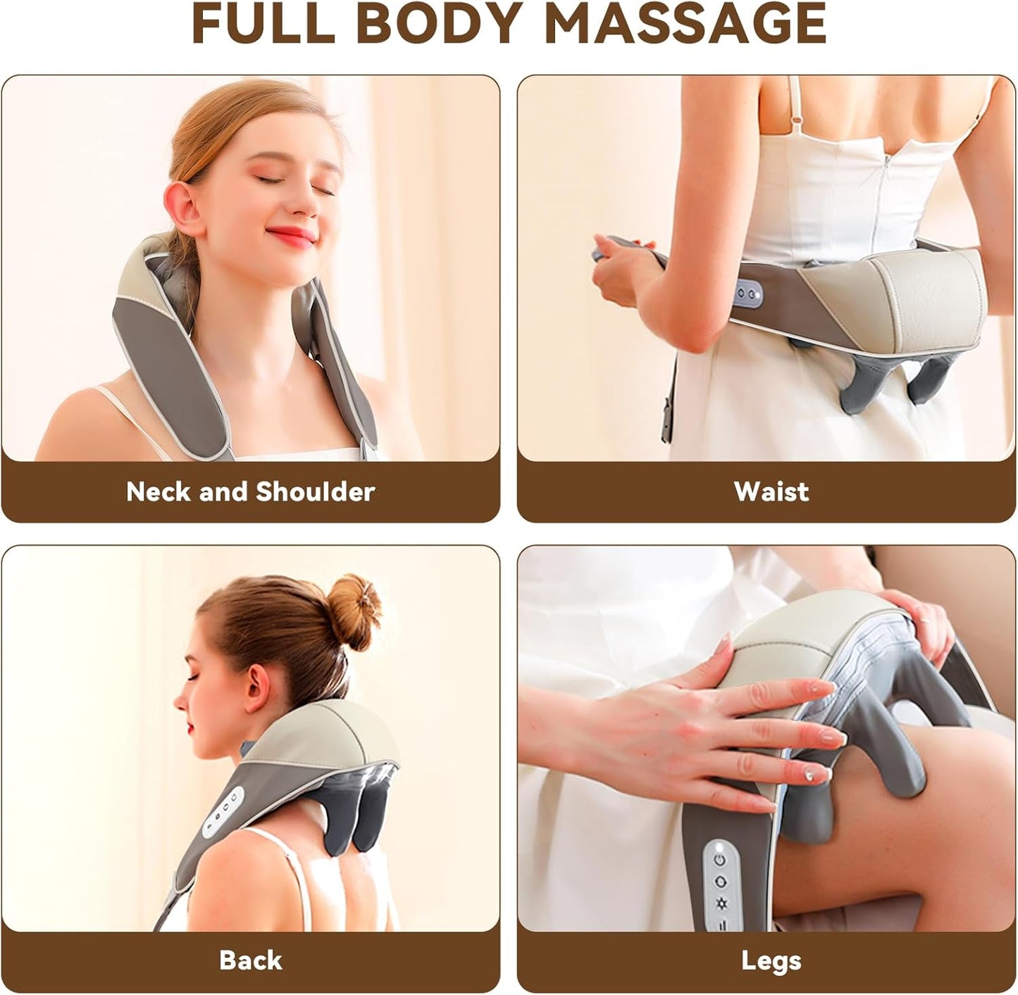 Shiatsu Neck Massager with Heat – 6D 6-Node Deep Kneading Cordless Massage Pillow for Neck, Back, Shoulders, Legs & Feet Relaxation – Perfect Mother’S Day Gift
