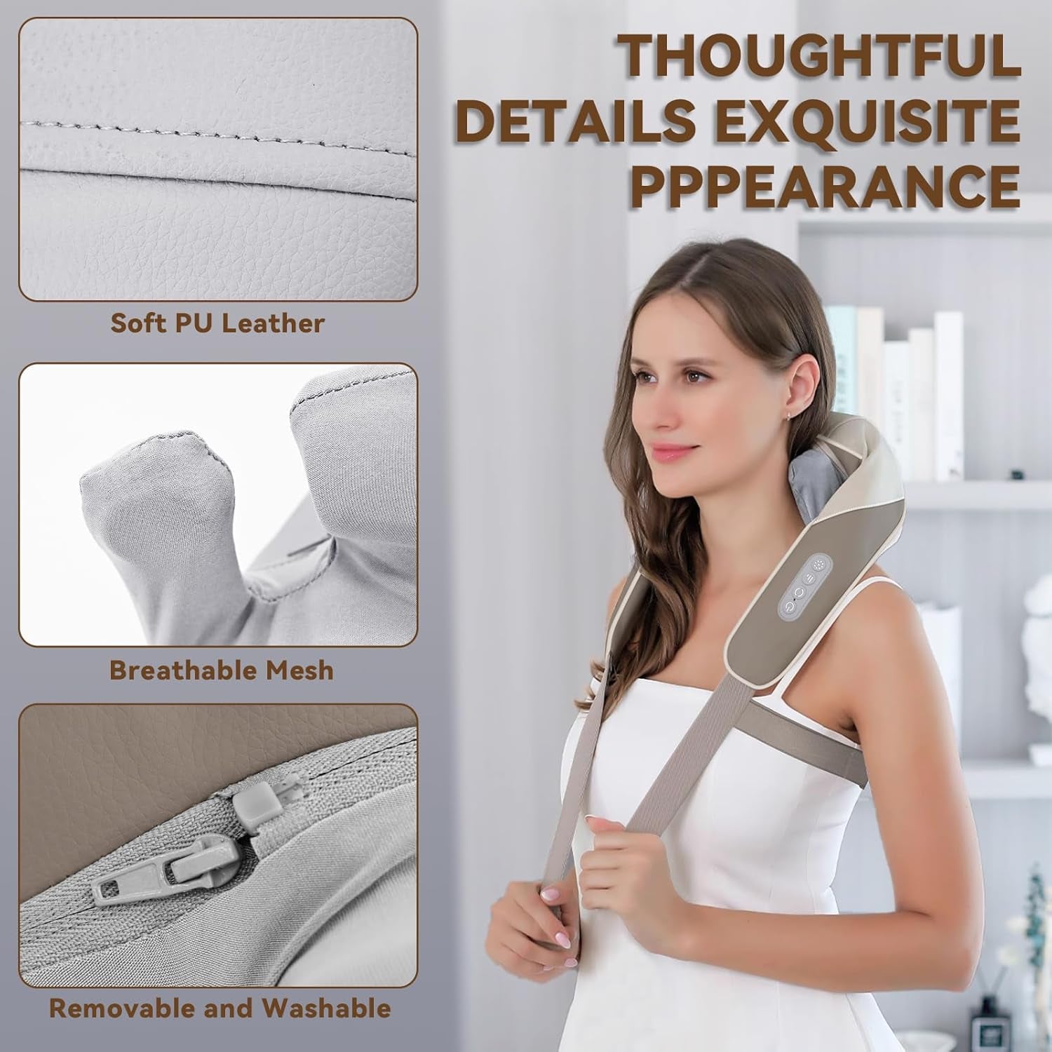 Shiatsu Neck Massager with Heat – 6D 6-Node Deep Kneading Cordless Massage Pillow for Neck, Back, Shoulders, Legs & Feet Relaxation – Perfect Mother’S Day Gift