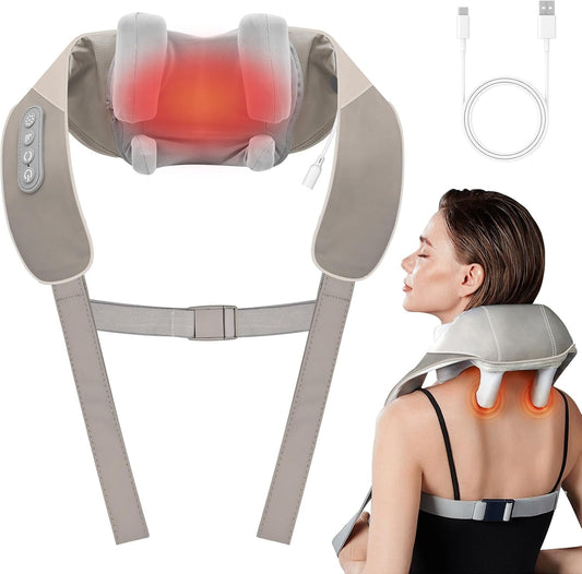 Shiatsu Neck Massager with Heat – 6D 6-Node Deep Kneading Cordless Massage Pillow for Neck, Back, Shoulders, Legs & Feet Relaxation – Perfect Mother’S Day Gift